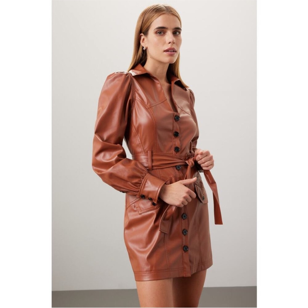 Marissa Webb Faux Leather Mini Dress Size:4